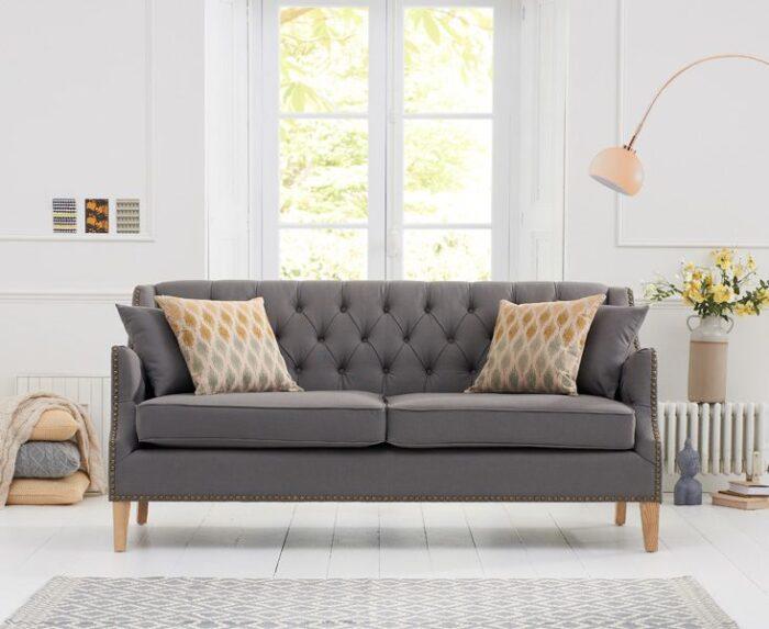 Canovile Grey Febric 3 Seater Sofa