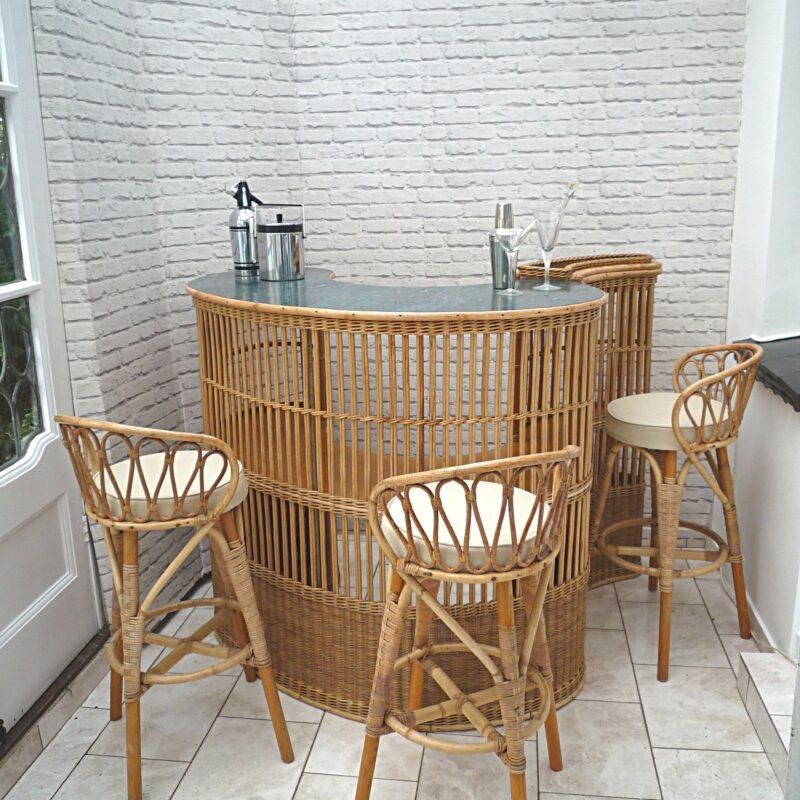 Handwoven Cane Bar Set